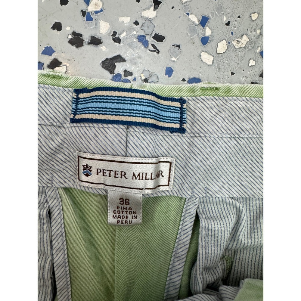 Peter Millar Mens Green Pima Cotton Shorts Flat Front Golf‎ Casual - Picture 2 of 2